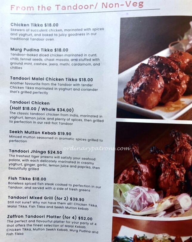 Zaffron Kitchen East Coast Menu