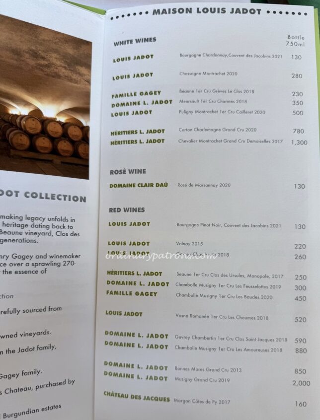 COMO Cuisine Orchard Singapore Wine Menu