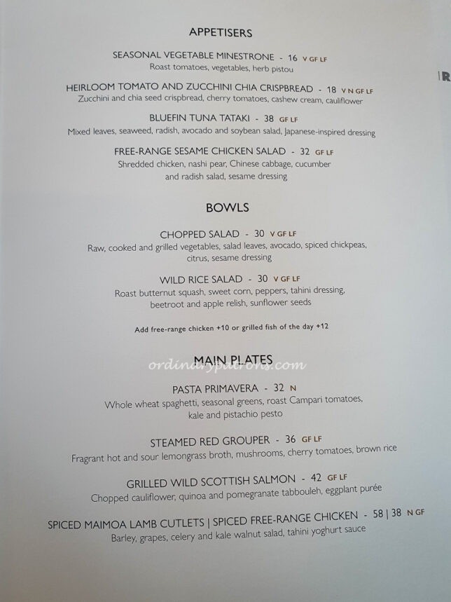 COMO Shambhala Cuisine Menu