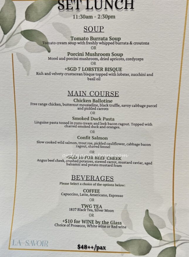 La Savoir menu 'Hermès Cafe' in Singapore