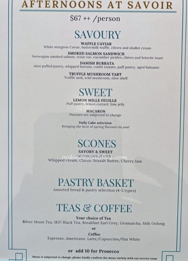 La Savoir 'Hermès Cafe' in Singapore afternoon tea menu