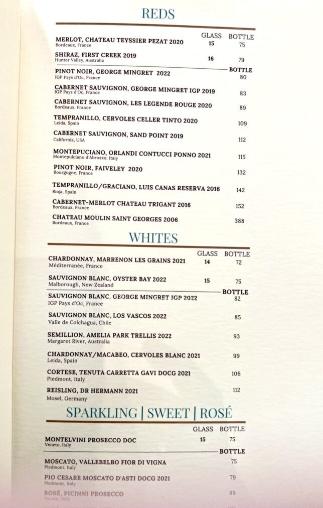 La Savoir  Wine list