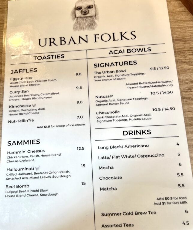 Margaret Market Food Urban Folks Menu