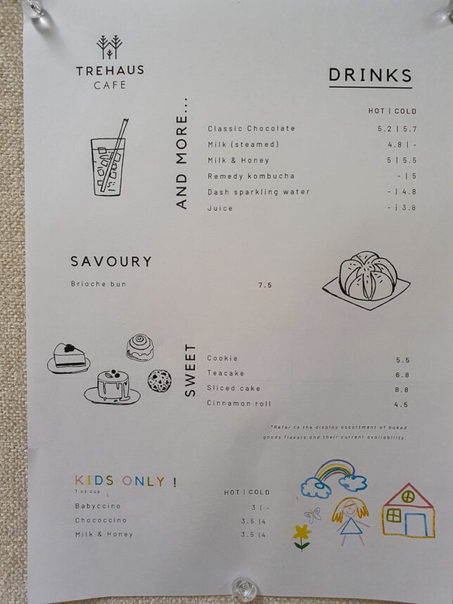 Menu of Trehaus Cafe