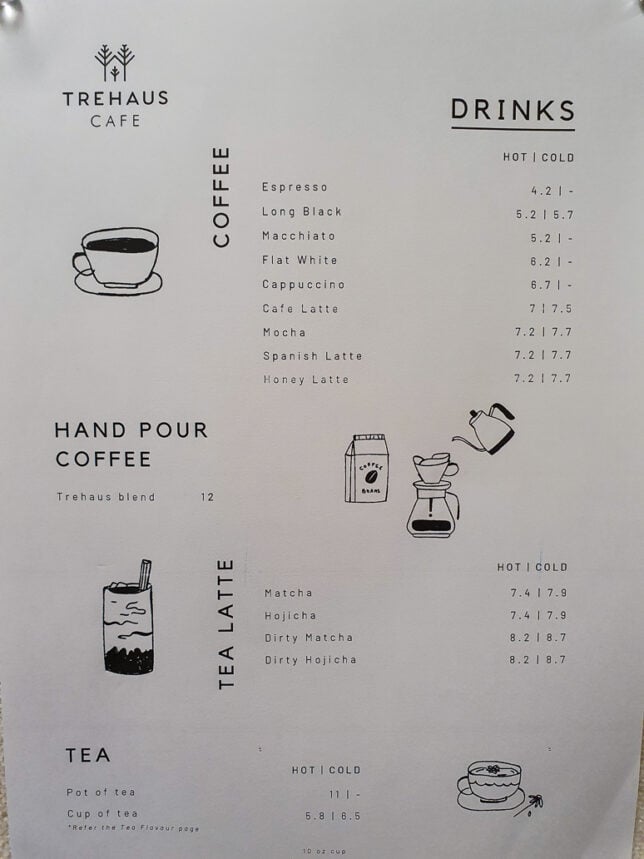 Menu of Trehaus Cafe
