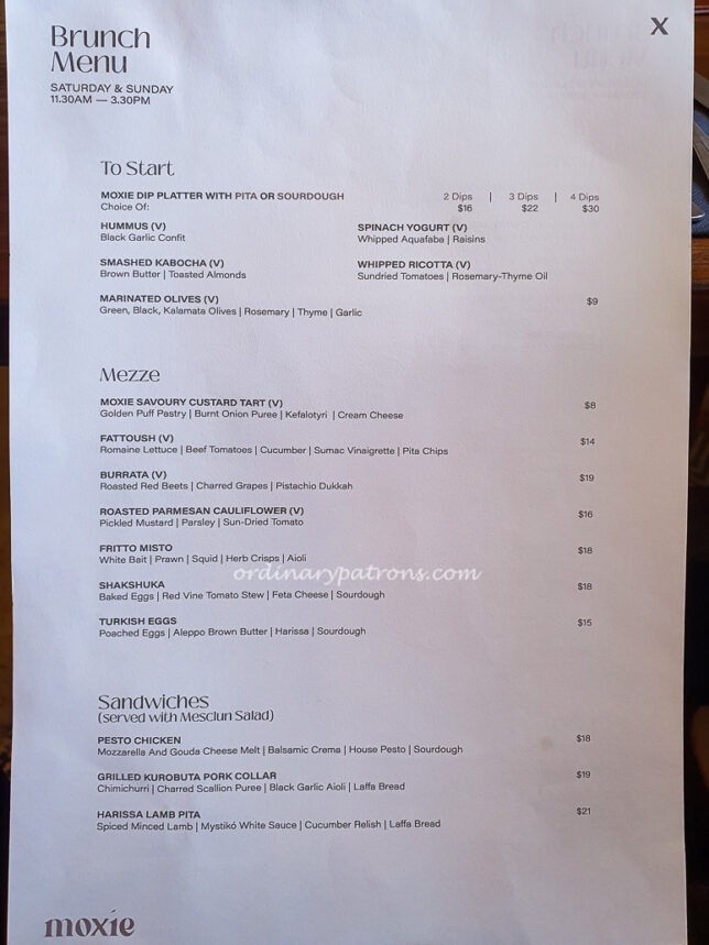 Moxie Restaurant - Brunch Menu