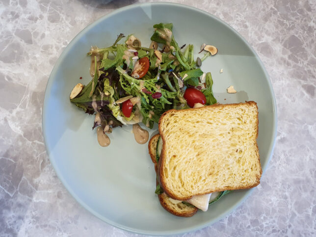 ham & cheese on buttery bread 