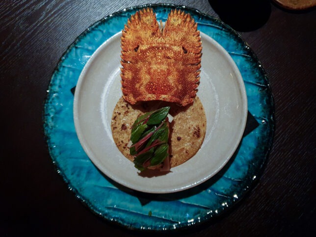 Dewakan Restaurant - Crayfish & Bamboo Shoot with Breadfruit Tortilla Wrap