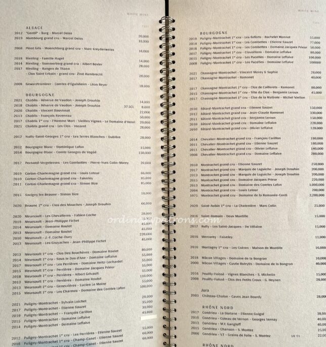 Esterre Tokyo wine list  restaurant review Palace Hotel