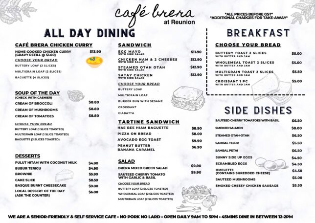 Menu of Café Brera