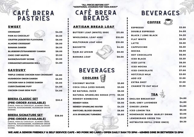 Café Brera Menu