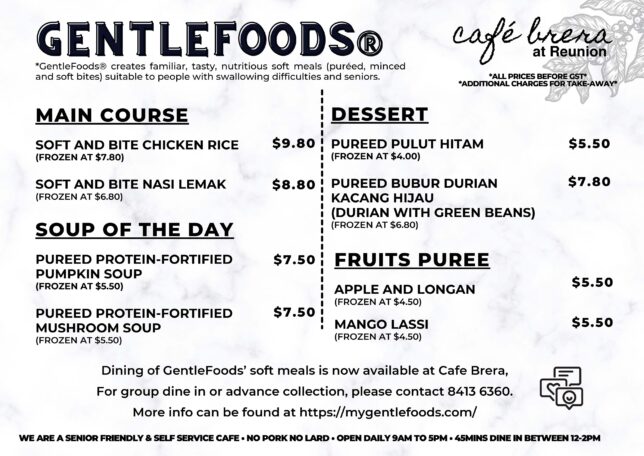 Gentlefoods Menu of Café Brera