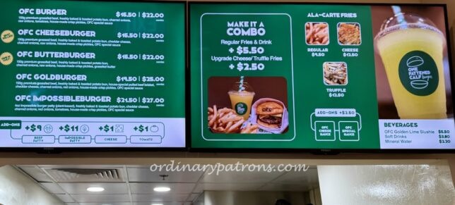 One Fattened Calf Burgers menu