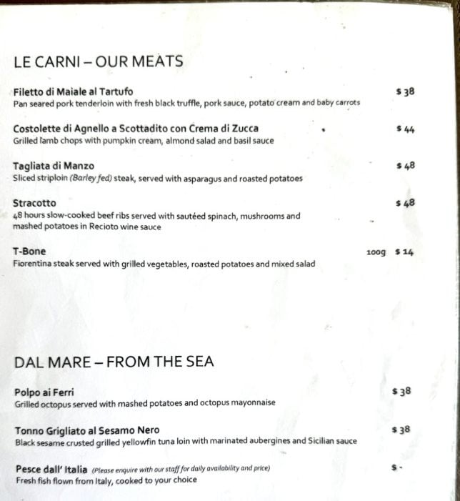 Etna East Coast Menu