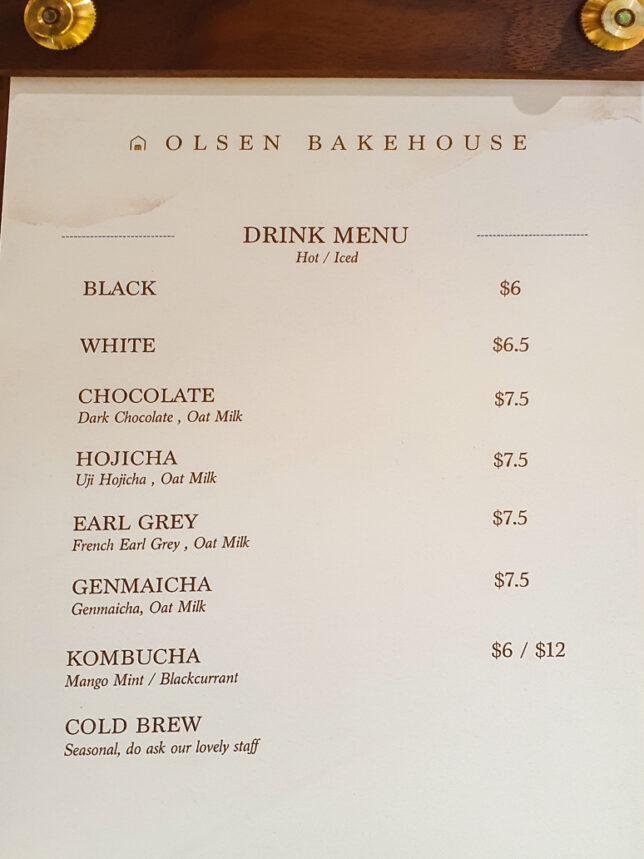 Olsen Bakehouse - Drinks Menu