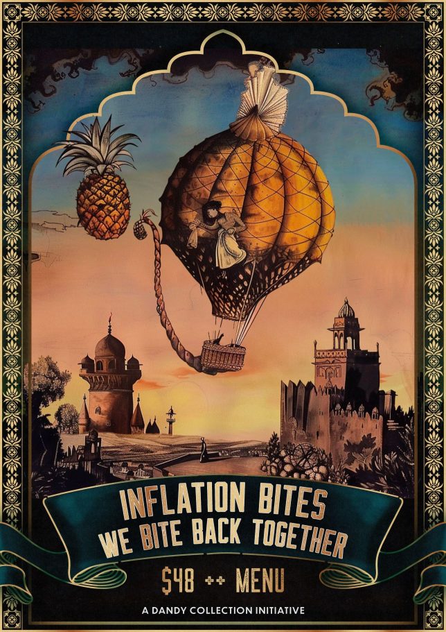 The Dandy Collection $48 "Inflation Bites" Menus - Firangi Superstar
