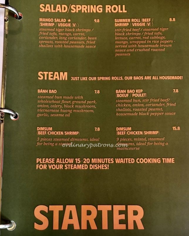 Hanoi 1988 Paris Menu  Vietnamese Restaurant 