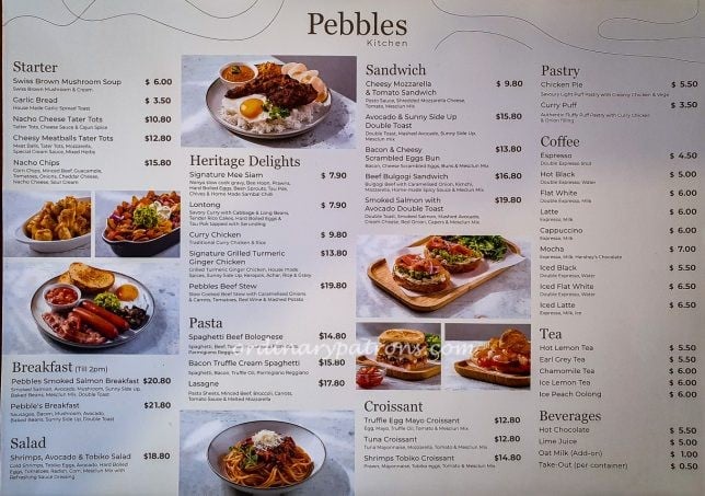 Pebbles Kitchen Menu