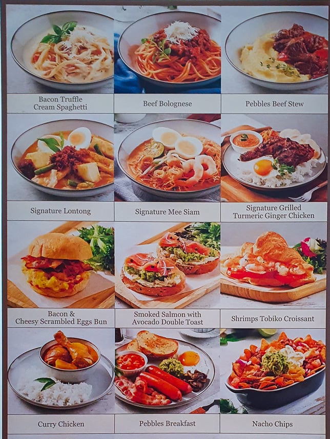 Menu Board of Pebbles Kitchen @ The Odeon Katong