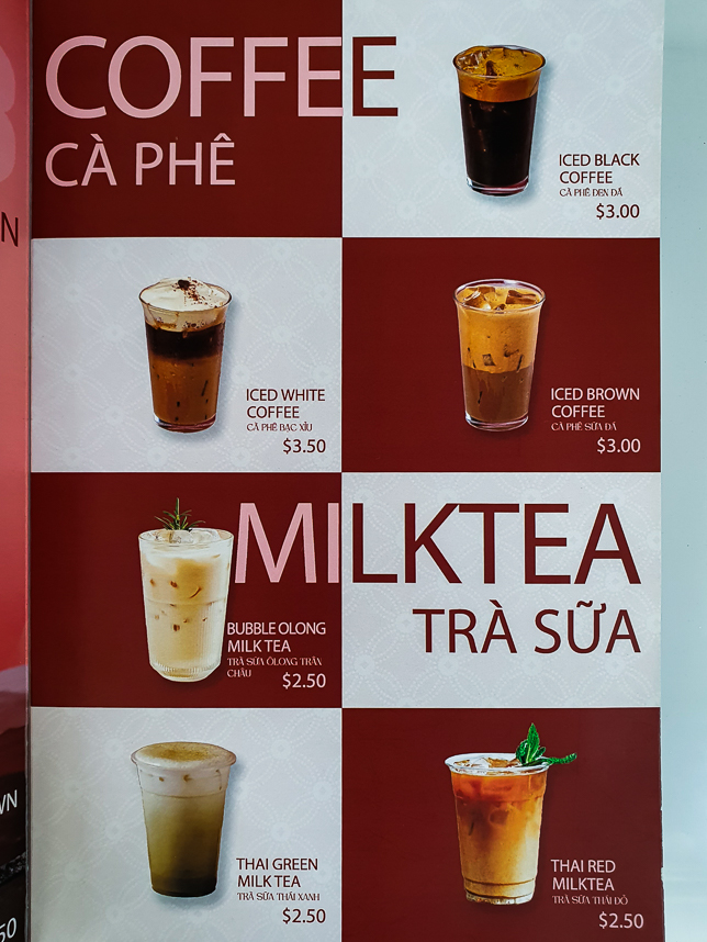 233 Banh Mi Drinks Menu