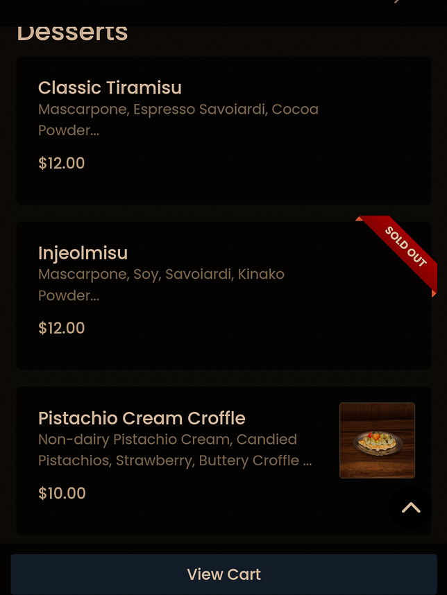 June Coffee East Coast Menu