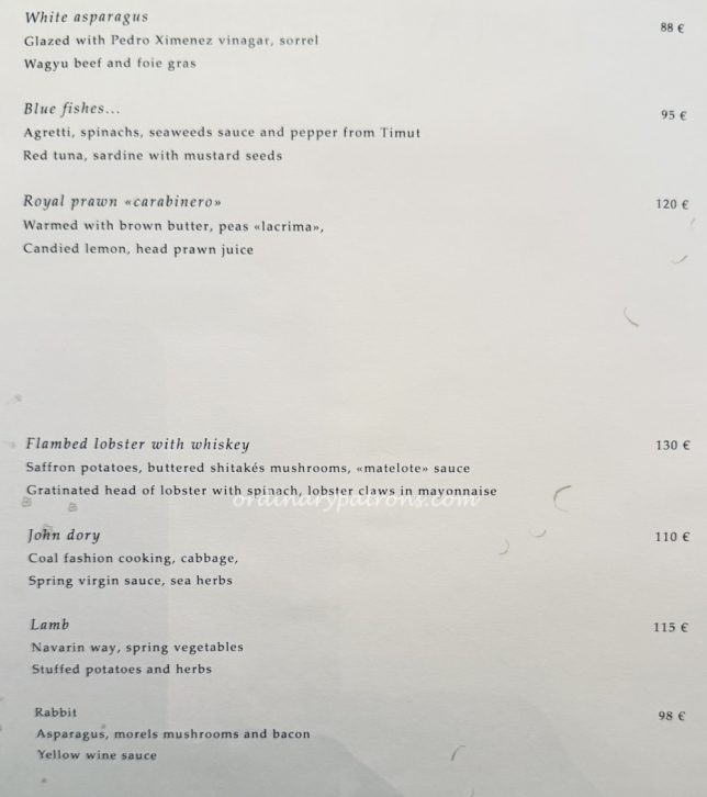 Le Taillevent Paris restaurant menu review