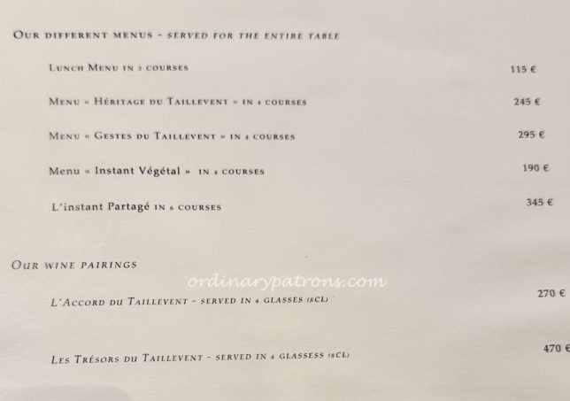Le Taillevent Paris restaurant menu review