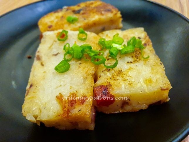 pan-fried radish cake, also known as "lo bak go"