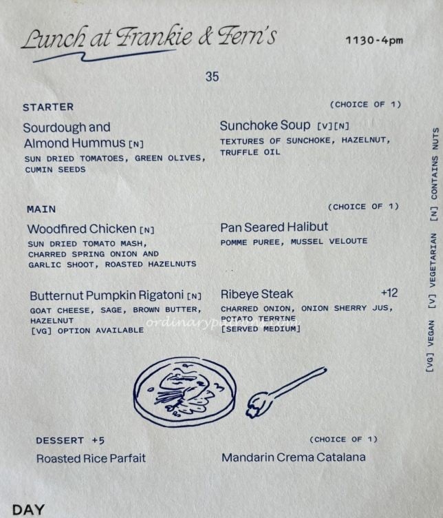 Frankie & Fern's Lunch Menu