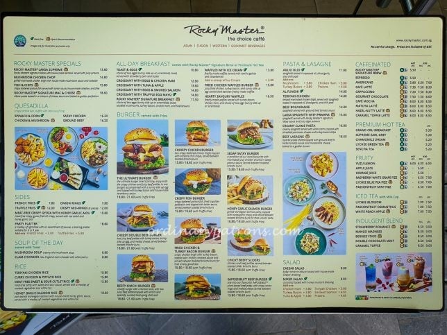 Menu of Rocky Master Tai Seng