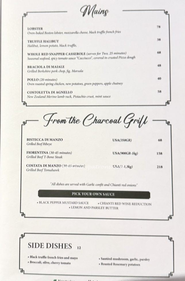 Thirty9 Restaurant menu : Italian Mediterranean Cuisine at Duxton Hill