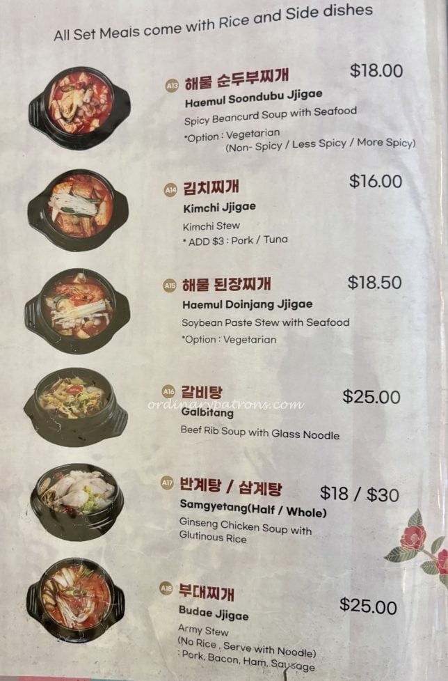 Hyangtogol Menu