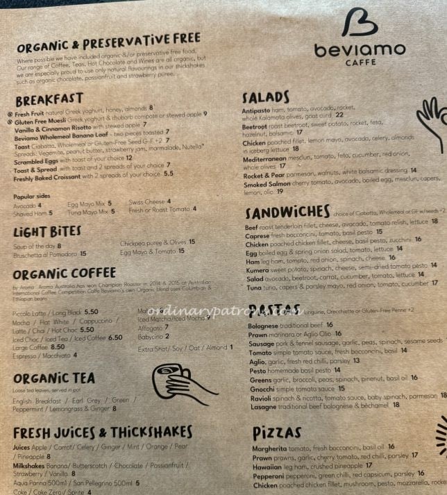 Caffé Beviamo One Holland Village Menu
