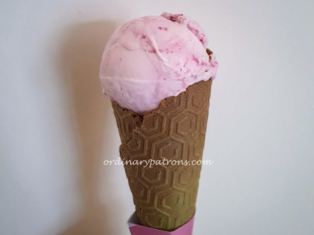 Creme & Cone Lychee Raspberry Gelato with Milo Cone
