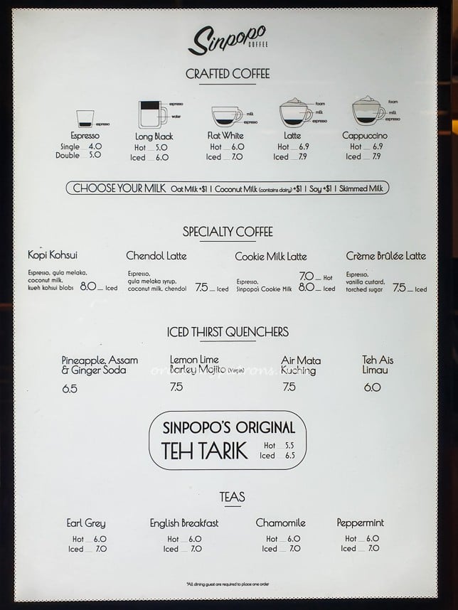 Sinpopo Coffee Menu