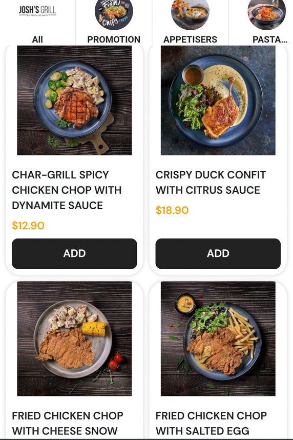 Menu of Josh's Grill