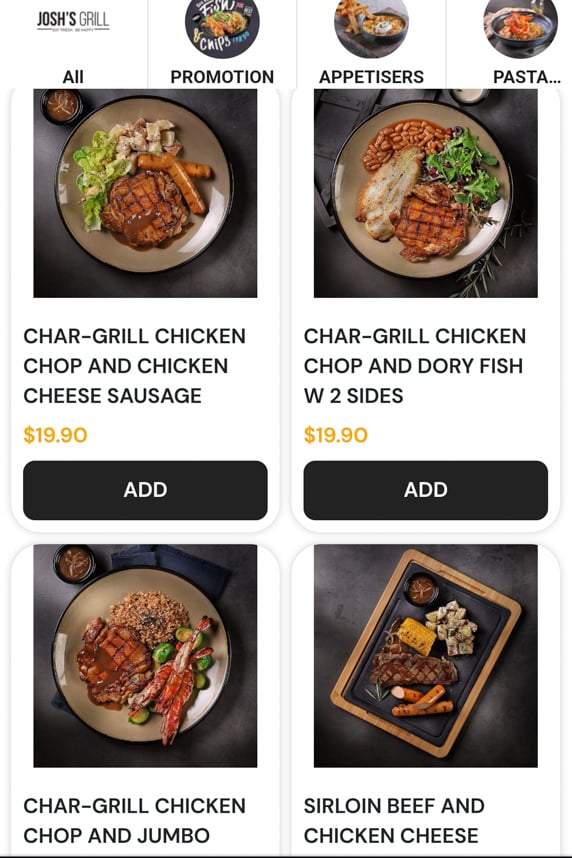 Menu of Josh's Grill