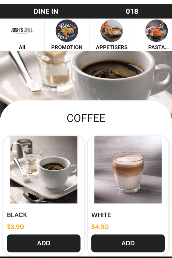 Josh's Grill's Menu - coffee