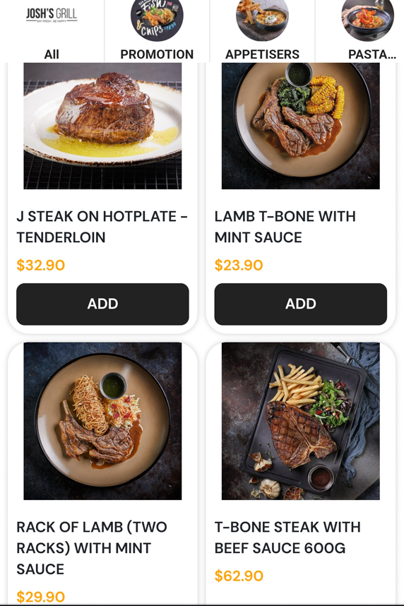 Menu of Josh's Grill Novena