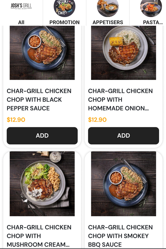 Menu of Josh's Grill