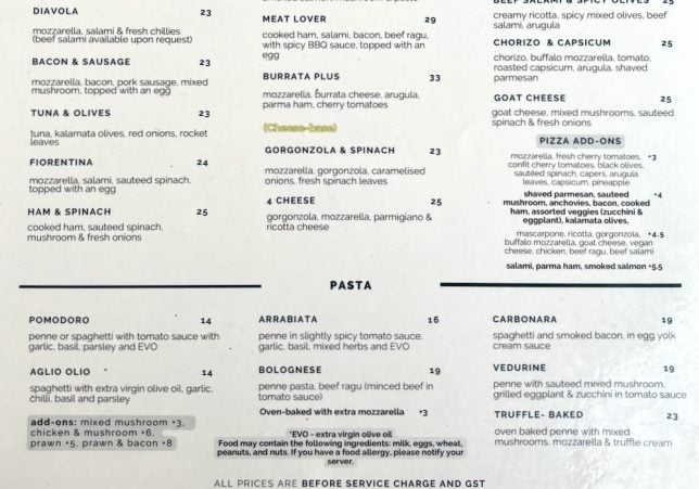 Pizzaface Ridgewood Menu
