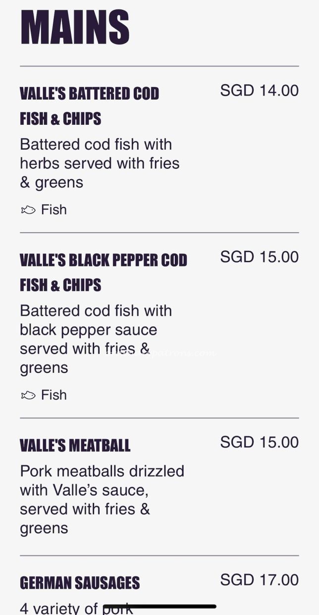 Valle Menu