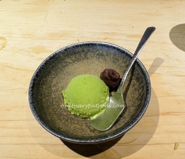 Tempura Yamanoue Ginza - green tea ice-cream
