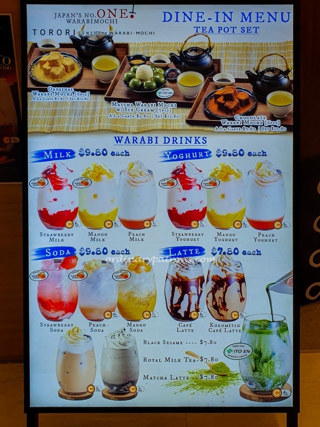 Tororitenshi no Warabi-mochi Menu
