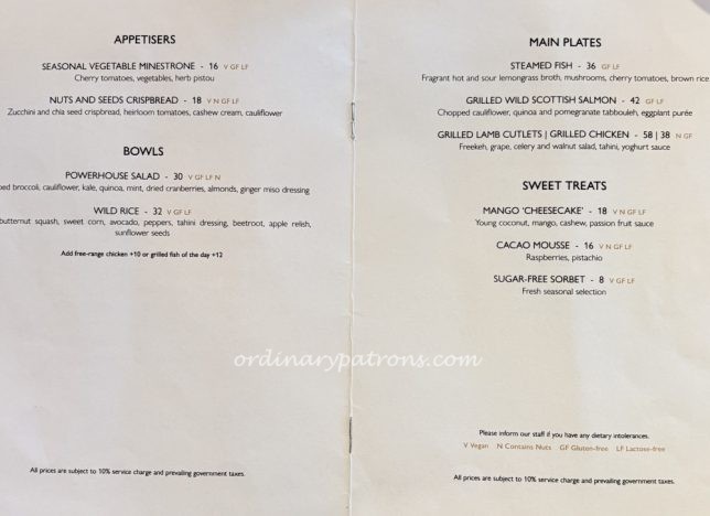 COMO Cuisine Menu
