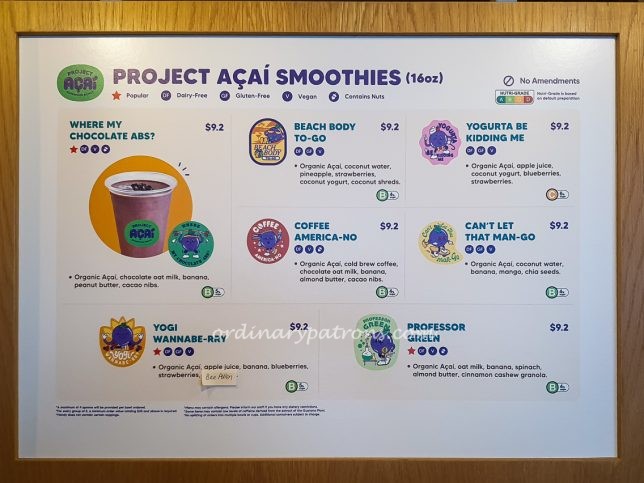 Project Acai Katong menu
