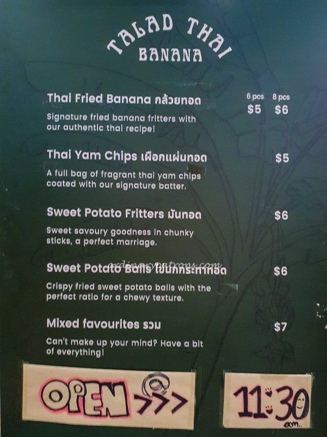 Talad Thai Banana menu