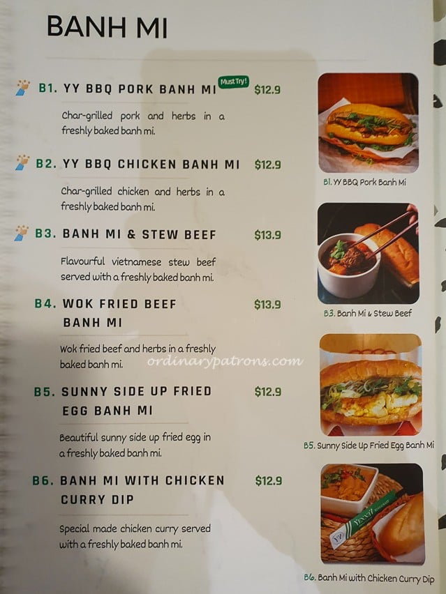 YenneY Menu - Bahn Mi