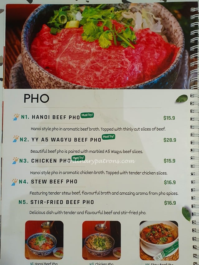 Menu of YenneY - Pho