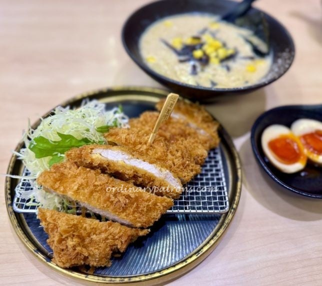 Hokkaido Rosu Katsu, Salmon Katsu & Ebi Fry Combo Set ($25++) and a Rosu Katsu Tonkotsu Ramen - Hokkaido Pork Katsu